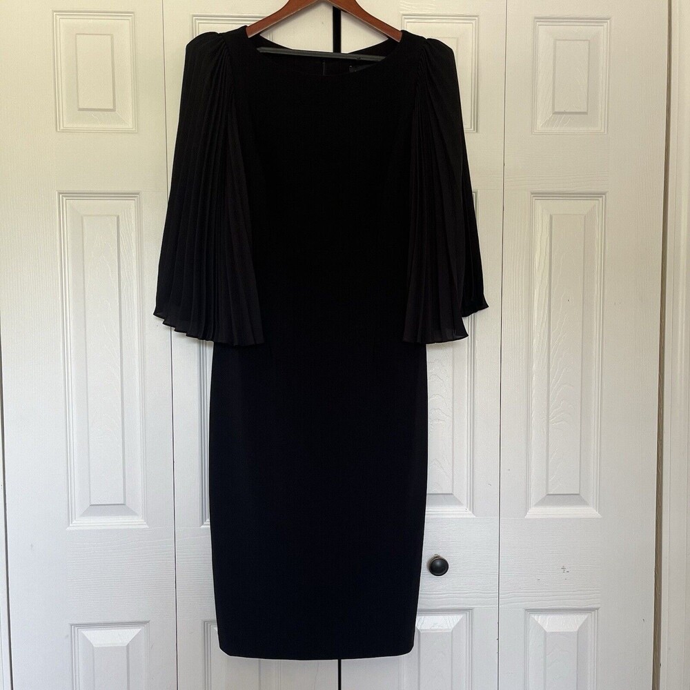 Women’s NWT Joseph Ribkoff Sheer Cape Sleeve Dress Black Size 12